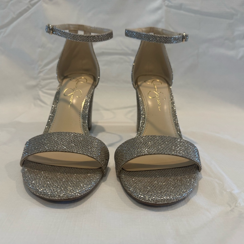 Jessica Simpson Sparkling Silver Heels